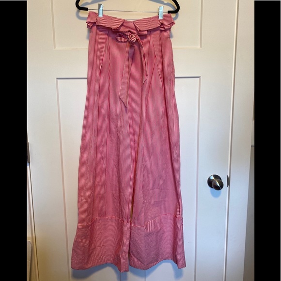 New ZARA Pink and White Striped Palazzo Trousers - Picture 5 of 8